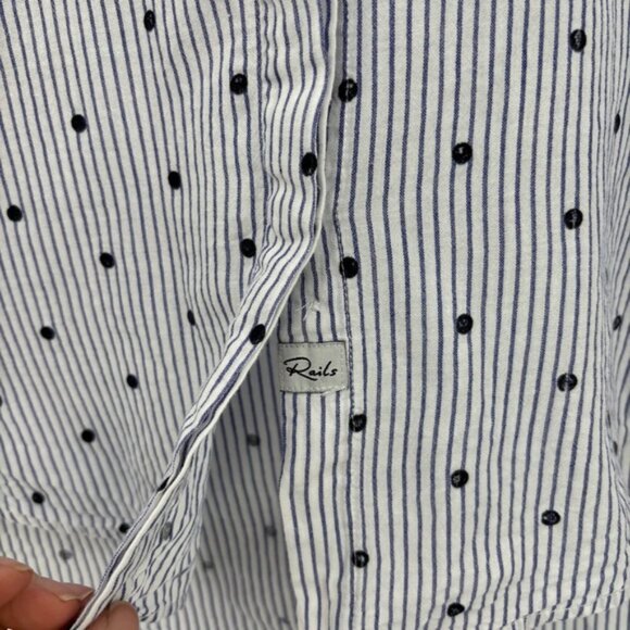 Rails Taylor Flocked Polka Dot Button Down Shirt Size M - Picture 6 of 11